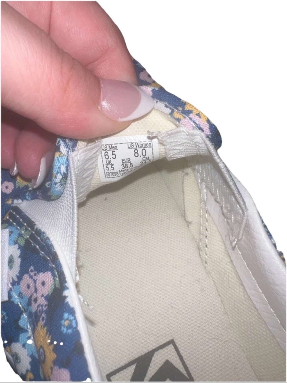 Vans Floral Slip On Sneakers Blue Daisy Canvas Women’s 8 - Picture 10 of 10